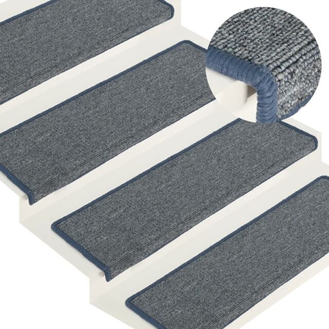 Berkfield Home Carpet Stair Treads 15 pcs 65x21x4 cm Purple & Blue - Size: Medium - image 1