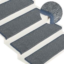Berkfield Home Carpet Stair Treads 15 pcs 65x21x4 cm Purple & Blue - Size: Medium - thumbnail 1