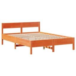 Berkfield Home Bed Frame without Mattress Wax Brown 135x190 cm Double Solid Wood Pine - thumbnail 7