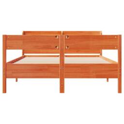 Berkfield Home Bed Frame without Mattress Wax Brown 135x190 cm Double Solid Wood Pine - thumbnail 4