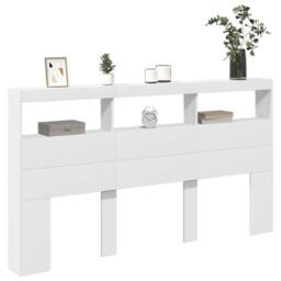 Berkfield Home Headboard Cabinet with LED White 180x17x102 cm - Size: 180 x 17 x 102 cm - thumbnail 5