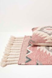 Homescapes Pali Pink Kilim Runner Wool Rug 66 x 200 cm - Size: 66 cm x 200 cm - thumbnail 6