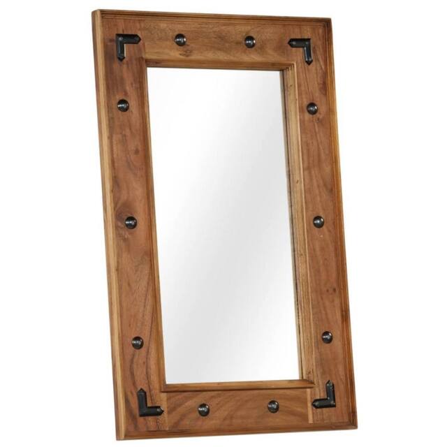 Berkfield Home Mirror Solid Acacia Wood 50x80 cm in Brown - image 1