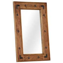 Berkfield Home Mirror Solid Acacia Wood 50x80 cm in Brown - thumbnail 1