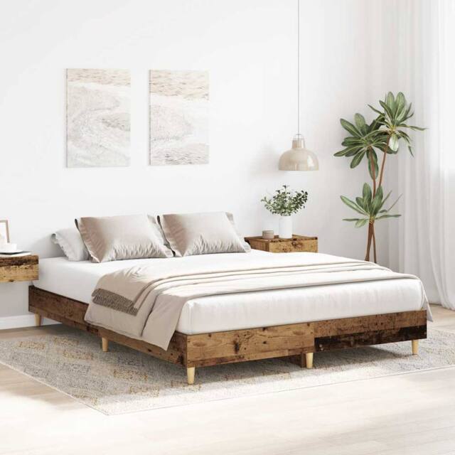Berkfield Home Durable Bed Frame No Mattress Old Wood 150x200 cm King Size Engin in Brown - image 1