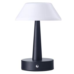 Happy Homewares Matt Black Rechargeable Touch Dimmable Table Lamp with Opal White Domed Shade - thumbnail 1