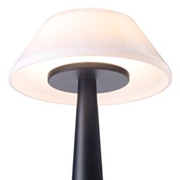 Happy Homewares Matt Black Rechargeable Touch Dimmable Table Lamp with Opal White Domed Shade - thumbnail 2