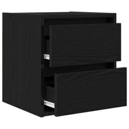Berkfield Home Wall-mounted Bedside Cabinets 2 pcs Black Oak 38x34x40 cm - Size: 38 x 34 x 40 cm - thumbnail 6