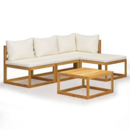 Berkfield Home Beautiful 5 pc Garden Lounge Set with Cushions Solid Wood Acacia in Brown - thumbnail 3
