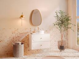 Vente-unique Wall-Mounted Bathroom Vanity Unit With Round Countertop Basin - White