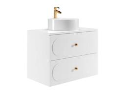 Vente-unique Wall-Mounted Bathroom Vanity Unit With Round Countertop Basin - White - thumbnail 4