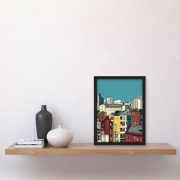 Artery8 Manchester City Architecture Styles Cityscape Artwork Framed Wall Art Print A4 in Black - thumbnail 2