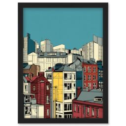 Artery8 Manchester City Architecture Styles Cityscape Artwork Framed Wall Art Print A4 in Black - thumbnail 1