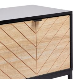 VonHaus Dalton Chevron Wood Effect Design TV Unit for 65 Inch TV in Black - thumbnail 7