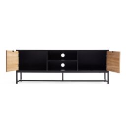 VonHaus Dalton Chevron Wood Effect Design TV Unit for 65 Inch TV in Black - thumbnail 5