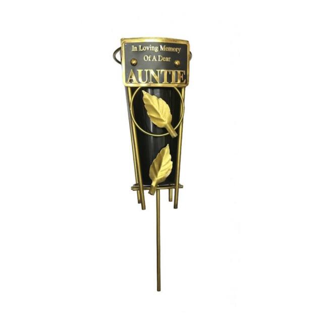David Fischhoff Memorial Grave Metal Spike Flower Vase - Auntie in Black