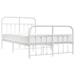 Berkfield Home Metal Bed Frame with Headboard & Footboard White 120x200 cm - Size: Small Double - thumbnail 5