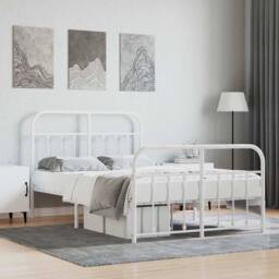 Berkfield Home Metal Bed Frame with Headboard & Footboard White 120x200 cm - Size: Small Double - thumbnail 2
