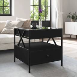 Berkfield Home Coffee Table with Infinity LED Black 50x50x51 cm - Size: 50 x 50 x 51 cm - thumbnail 4