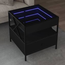 Berkfield Home Coffee Table with Infinity LED Black 50x50x51 cm - Size: 50 x 50 x 51 cm - thumbnail 2