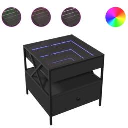 Berkfield Home Coffee Table with Infinity LED Black 50x50x51 cm - Size: 50 x 50 x 51 cm - thumbnail 1