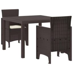 Berkfield Home Garden Dining Set 3-Piece Set Brown Resin Sturdy Rectangular