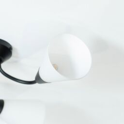 ValueLights Kristina 3 Way Curved Metal Flush Ceiling Light with Frosted White Shades in Black - thumbnail 4