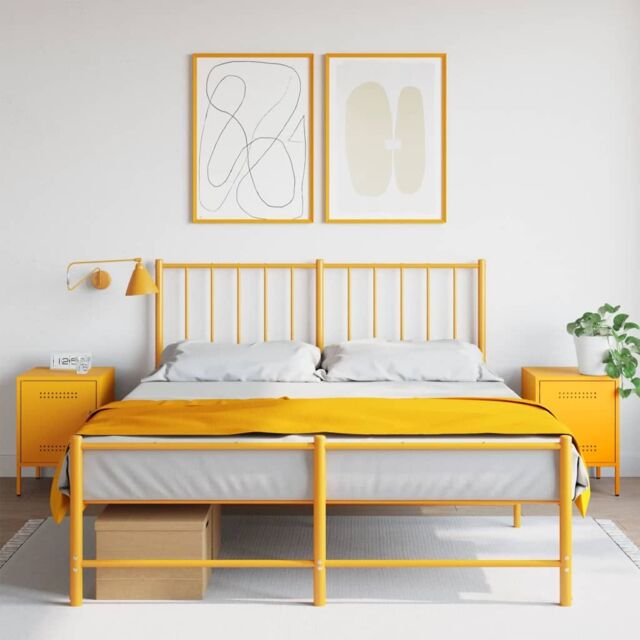 Berkfield Home Bedside Cabinets 2 pcs Mustard Yellow 36x39x50.5 cm Steel - image 1