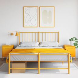 Berkfield Home Bedside Cabinets 2 pcs Mustard Yellow 36x39x50.5 cm Steel - thumbnail 1