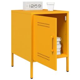 Berkfield Home Bedside Cabinets 2 pcs Mustard Yellow 36x39x50.5 cm Steel - thumbnail 4