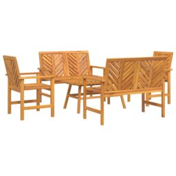 Berkfield Home 5 Piece Garden Lounge Set Solid Wood Acacia in Brown - thumbnail 2
