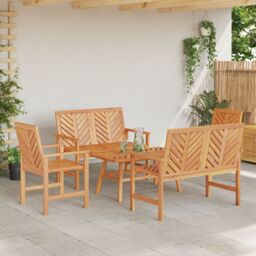 Berkfield Home 5 Piece Garden Lounge Set Solid Wood Acacia in Brown - thumbnail 4