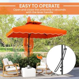OUTSUNNY 2.5m Cantilever Garden Parasol Umbrella with Cross Base, Orange - thumbnail 4