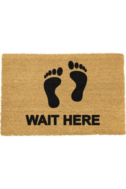 Artsy Mats Wait Here Doormat - Regular 60x40cm in Black - Size: 40 cm x 60 cm - image 1