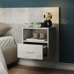 Berkfield Home Wall-mounted Bedside Cabinets 2 pcs Concrete Grey - thumbnail 4
