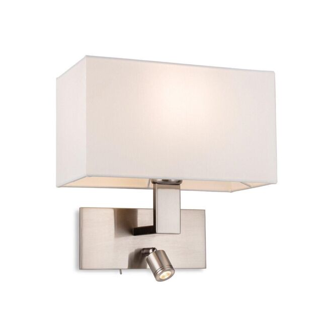 Netlighting Raffles Wall Lamp Adjustable Switched Reading Light Steel Cream Shade in Grey