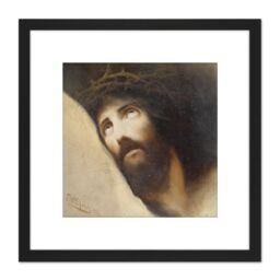 Artery8 Diefenbach Father Forgive Them Christ Painting 8X8 Inch Square Wooden Framed Wall Art Print Picture with Mount in Black - thumbnail 1