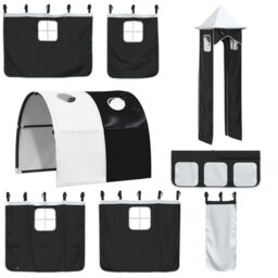 Berkfield Home Curtains for Loft Bed with Tunnel & Tower White & Black - thumbnail 3