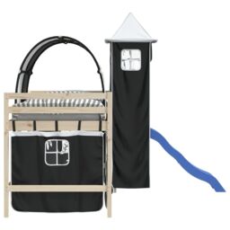 Berkfield Home Curtains for Loft Bed with Tunnel & Tower White & Black - thumbnail 6