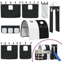 Berkfield Home Curtains for Loft Bed with Tunnel & Tower White & Black - thumbnail 2