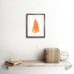 "Artery8 Wall Art Print Botanics Red Orange Fern Art Black Framed 9x7 inch in Brown - Size: W7"" x H9""" - thumbnail 2