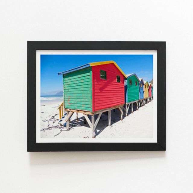 "Warren Reed - Designer Beach Cabins Framed Art Print in Black - Size: W24"" x H36""" - image 1