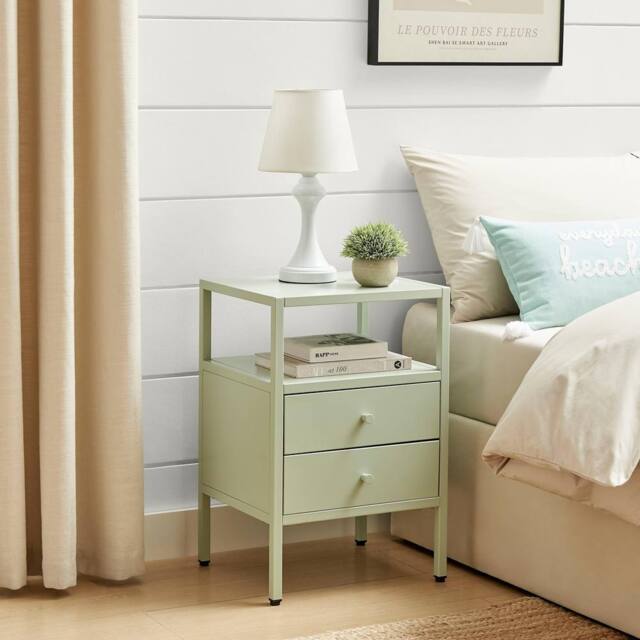 FurnitureboxUK Lykke Metal Storage Bedside Table in Green - image 1