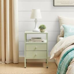 FurnitureboxUK Lykke Metal Storage Bedside Table in Green - thumbnail 2