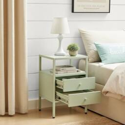 FurnitureboxUK Lykke Metal Storage Bedside Table in Green - thumbnail 3