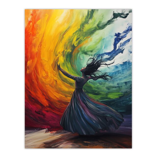 "Artery8 Rainbow Rhapsody Dance Colourful Conceptual Art Wall Art Print - Size: W24"" x H32""" - image 1