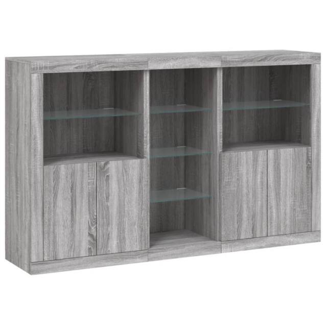 Berkfield Home Sideboard with LED Lights Grey Sonoma 162x37x100 cm - Size: 162 x 37 x 100 cm - image 1