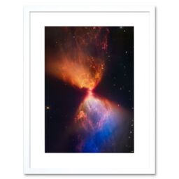 "Artery8 Wall Art Print NASA James Webb Telescope Catches Fiery Hourglass New Star Forms Protostar Artwork Framed 9X7 Inch in White - Size: W7"" x H9""" - thumbnail 1