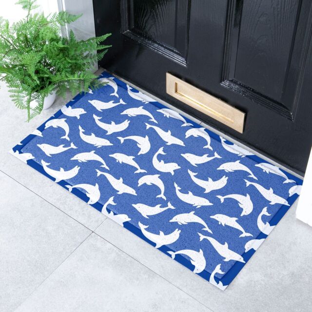 Artsy Mats Dolphin Doormat (70 x 40cm) in Blue - Size: 40 cm x 70 cm - image 1