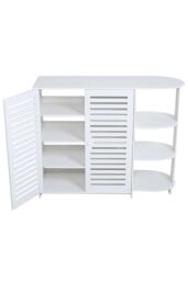 H&O Direct White Wooden Shoe Cabinet Storage Rack Organizer - thumbnail 4